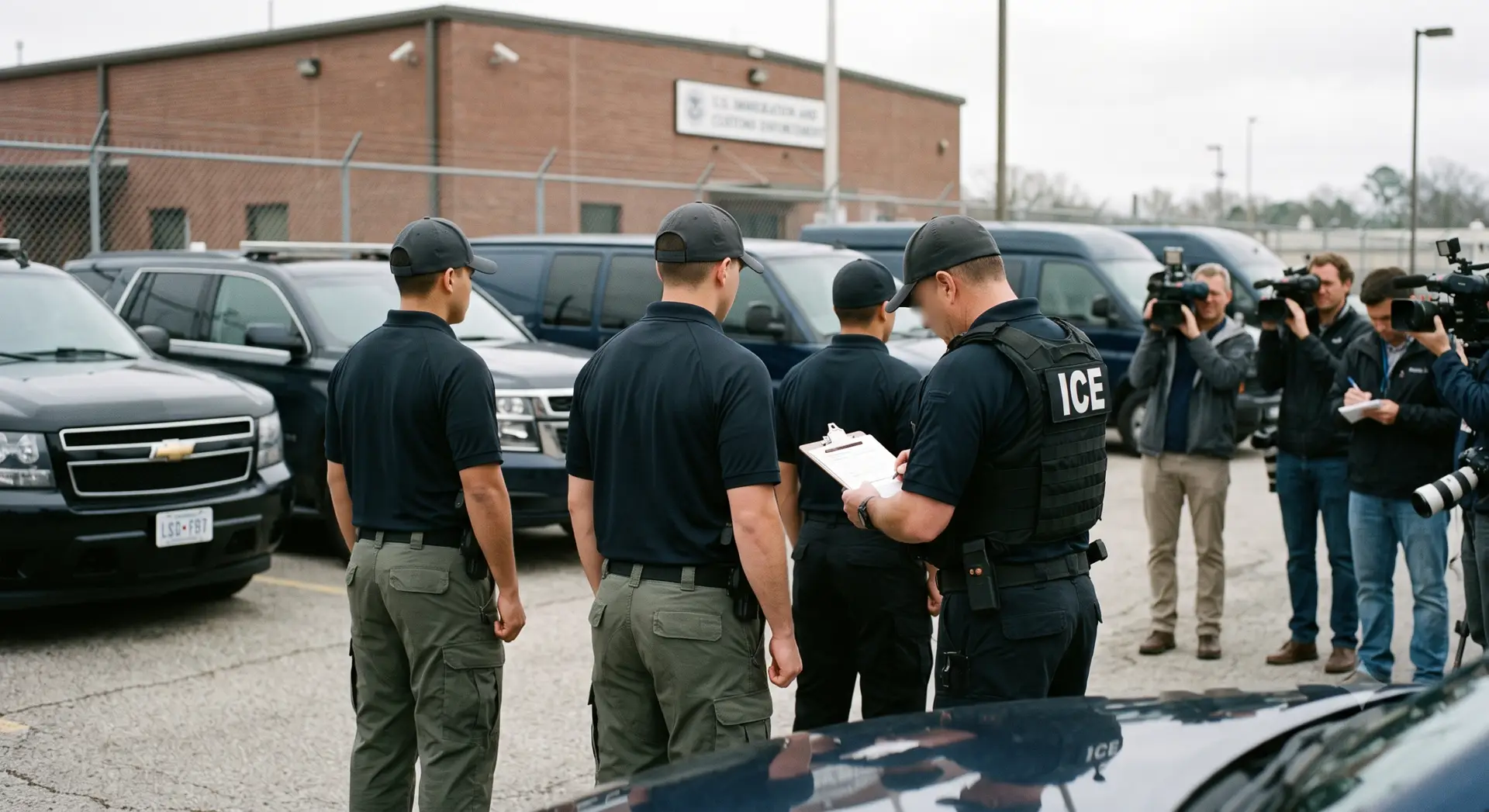 realistic image for (sin rostros): Who is Watching Us? ICE Faces Vetting Crisis After Deadly Operations As the mass deportation campaign accelerates, ICE is under intense scrutiny for severe vetting failures in its rush to hire new officers. Following at least 10 fatalities during immigration encounters—including a deadly shooting in Maine by an agent with a documented history of violence—the agency has launched an internal review and mandated body cameras for all traffic stops. Despite mounting Congressional pressure and dozens of excessive force complaints, the White House continues to defend the aggressive tactics. 