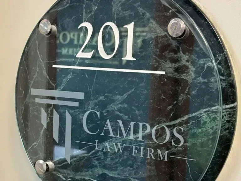 Campos Law Firm Miami, FL office — Suite 201 entrance sign